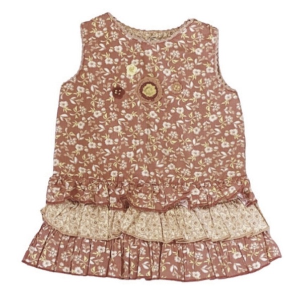 Vintage floral mixed print pinafore dress 12m - Picture 1 of 6
